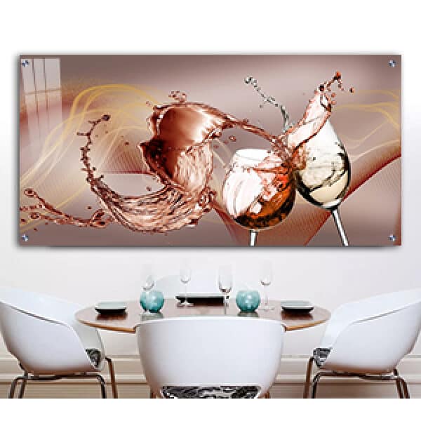 K-2 תמונת מודרנית של כוסות יין למטבח או פינת אוכל על קנבס או זכוכית מחוסמת