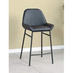כיסא בר – דמוי עור שחור בשילוב רגלי מתכת שחורות – דגם אנזו