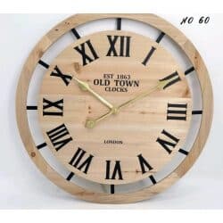 שעון קיר עץ בשילוב שחור