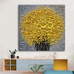 FL-13 תמונת זכוכית או קנבס של פרחים בצהוב