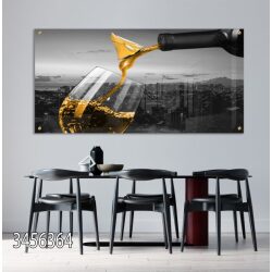 תמונה לסלון לפינת אוכל או למשרד על קנבס או זכוכית במבחר מידות דגם סירה בכוס יין