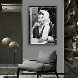 1139 – תמונת זכוכית או קנבס מעוצבת של בבא סאלי בשחור לבן על רקע שיש