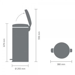 פח אשפה ברבנטיה, 30 ליטר, פדל – פלטיניום Brabantia