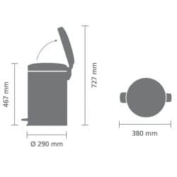 פח פדל 20 ליטר אפור בטון מינרלי Brabantia – NewIcon