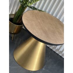 שולחן צד זהב בשילוב עץ
