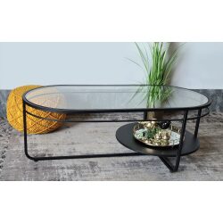 שולחן סלון שחור בשילוב זכוכית שקופה