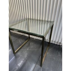 שולחן צד זהב מוברש זכוכית שקופה