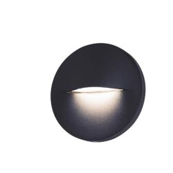 מנורת קיר עגול שחור מוגן מים LED 3W
