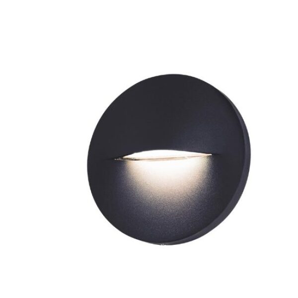 מנורת קיר עגול שחור מוגן מים LED 3W