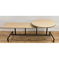 שולחן סלון דמוי עץ רגל שחורה