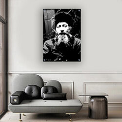 5463 – ציור פופ ארט של הרב קוק על רקע שיש שחור להדפסה על קנבס או זכוכית