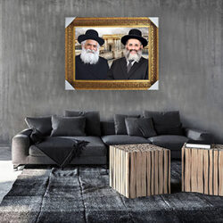 3082 – תמונה של הרב יורם והרב ישראל אברג’ל עם רקע בית המקדש על קנבס או זכוכית