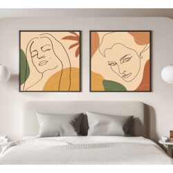 זוג תמונות איור נשים מיוחדות לחדר השינה או לסלון