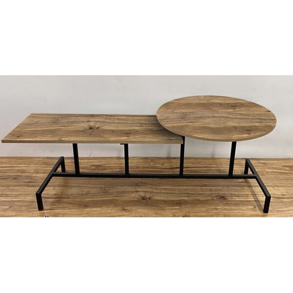 שולחן סלון עץ רגל שחורה