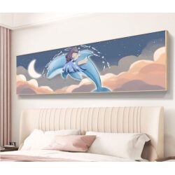תמונת קנבס מיוחדת לחדר ילדות דגם דולפין כחול