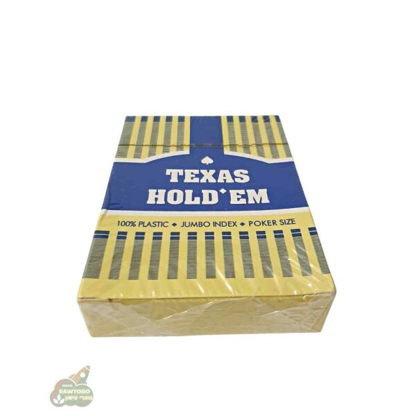 חבילת קלפים טקסס הולדם מוגדלים למשחק קלפים TEXAS HOLD’EM בצבע כחול