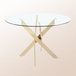 שולחן פינת אוכל זהב ספיידר זכוכית שקופה מחוסמת