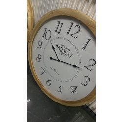 שעון קיר לבן בשילוב עץ