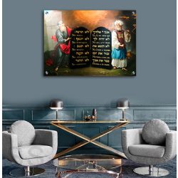 2069 – תמונת יודאיקה משה רבנו ואהרון עם לוחות הברית להדפסה על קנבס או זכוכית