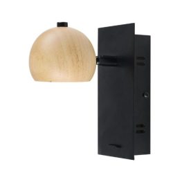 מנורת קיר LED בשחור או לבן בשילוב עץ דגם בגדד