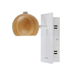 מנורת קיר LED בשחור או לבן בשילוב עץ דגם בגדד