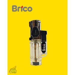 מצית BRICO טורבו איכותית 3 להבות בצבע צהוב שקוף