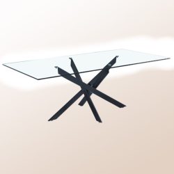 שולחן פינת אוכל זכוכית מלבני רגל שחורה