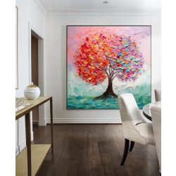 תמונת קנבס מרובעת עץ צבעוני