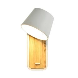 מנורת קיר קריאה דקורטיבית עץ LED בשחור או לבן