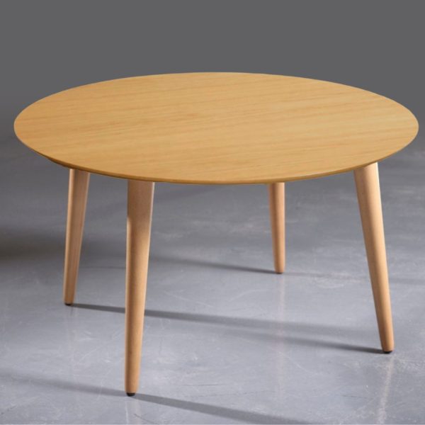 שולחן סלון עגול בצבע אלון רגלי עץ דגם נאוה
