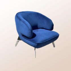 כורסא כחול קטיפה רגליים שחורות
