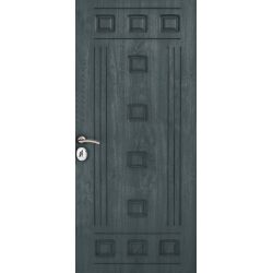 טפט לדלת. ציפוי מגנטי לדלת כניסה דגם סהר, בצבע כחול עם פסים בצדדים וריבועים באמצע