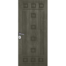 טפט לדלת. ציפוי מגנטי לדלת כניסה דגם סהר, בצבע אפור עם פסים בצדדים וריבועים באמצע