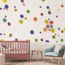 מדבקות קיר לחדר ילדים עיגולים אבסטרקט בצבעים ובגדלים שונים לפחות 48 יח’ במארז