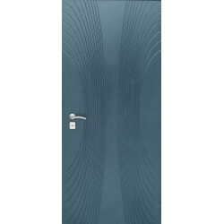 טפט לדלת. ציפוי מגנטי לדלת כניסה דגם רועי, עם פסים לא סימטרים בצבע כחול