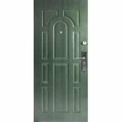 טפט לדלת. ציפוי מגנטי לדלת כניסה דגם נורדי, גווני ירוק בהיר עם שקעים בצורות יפות