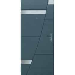 טפט לדלת. ציפוי מגנטי לדלת כניסה דגם ג’וזף, בצבע כחול בסגנון מודרני, עם צורות גאומטריות שונות