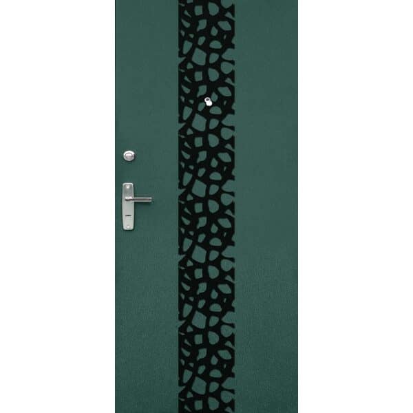 טפט לדלת. ציפוי מגנטי לדלת כניסה דגם סול, צבע טוריקיז עם קישוט שחור באמצע