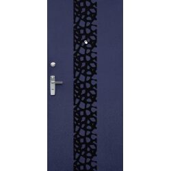 טפט לדלת. ציפוי מגנטי לדלת כניסה דגם סול, צבע כחול מעורב עם לילך עם קישוט שחור באמצע