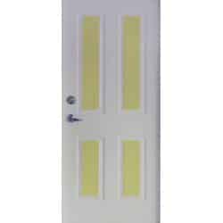 טפט לדלת. ציפוי מגנטי לדלת כניסה דגם שיראז, בצבע לבן עם 4 חלונות צהובים