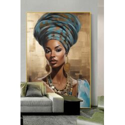 אפריקאית עם עגילי זהב בהדפס על קנבס או זכוכית
