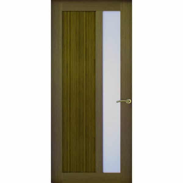טפט לדלת. ציפוי מגנטי לדלת כניסה דגם קובי, חלון צדדי, הדלת עץ וליד החלון מלבן פסים לאורך בצבע צהוב חרדל