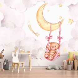 טפט  חדר תינוקות lullaby דובי מתנדנד להנאתו על ירח