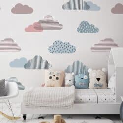 טפט לחדר תינוקות עננים על רקע בהיר גרסת Free Style
