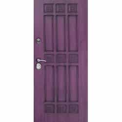 טפט לדלת. ציפוי מגנטי לדלת כניסה דגם רותם דמוי עץ צבע סגול עם דמוי קימורים מלבניים ומרובעים