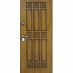 טפט לדלת. ציפוי מגנטי לדלת כניסה דגם רותם דמוי עץ צבע חום בהיר עם דמוי קימורים מלבניים ומרובעים