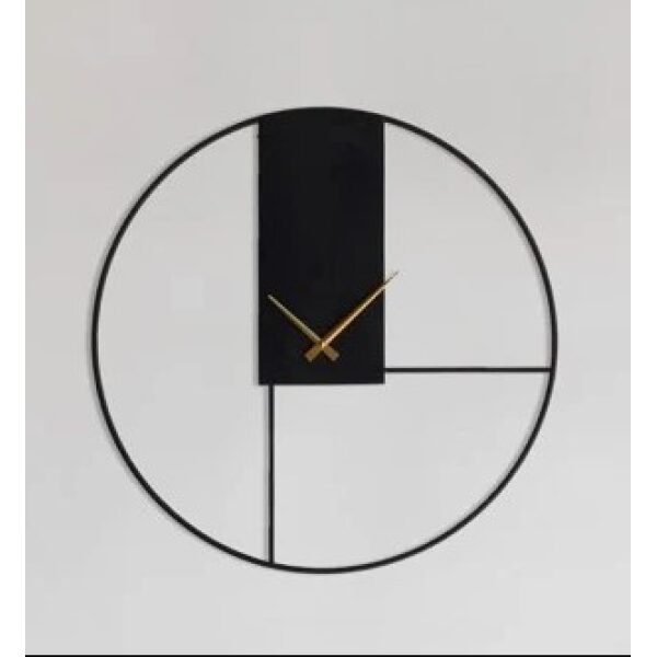 שעון קיר מתכת שחור דגם גיאומטרי
