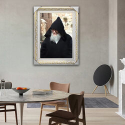 1317 – תמונה של רבי אלעזר אבוחצירא על רקע הכותל על זכוכית או קנבס