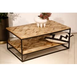 שולחן סלון עץ מנגו דגם שתי וערב