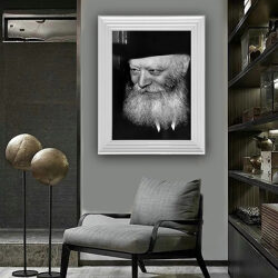 679 – תמונה של הרבי מליובאוויטש מחייך בשחור לבן על זכוכית או קנבס